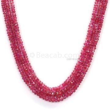3 Lines - Medium Red Faceted Ruby Beads - 99.60 - 2.3 to 3.9 mm (RFB1100)
