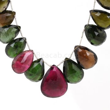 1 Lines - Dark Tones Mutli-Tourmaline Drops Beads - 344.5 - 20.3 x 13.3 mm to 28 x 22 mm (TFD1169)