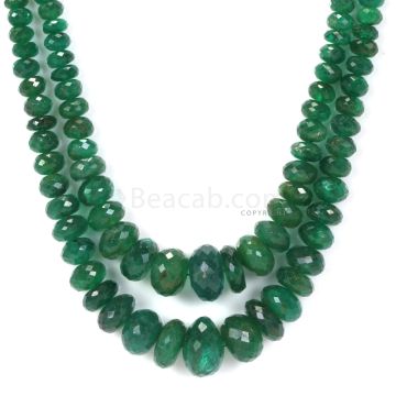 2 Lines - Dark Green Emerald Faceted Beads - 281.00 - 2.8 to 13.3 mm (EMFB1047)