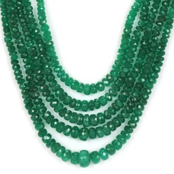 5 Lines - Dark Green Emerald Faceted Beads - 146 ct - 2.6 to 8.5 mm (EMFB1054)