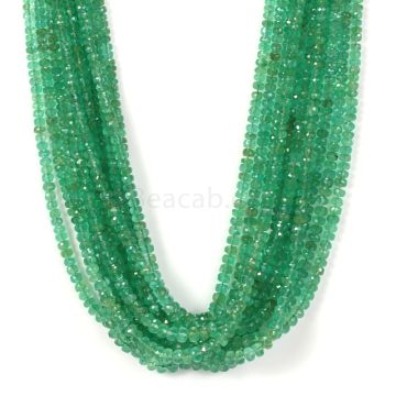 11 Lines - Medium Green Emerald Faceted Beads - 434.75 - 2.5 to 4.5 mm (EMFB1044)