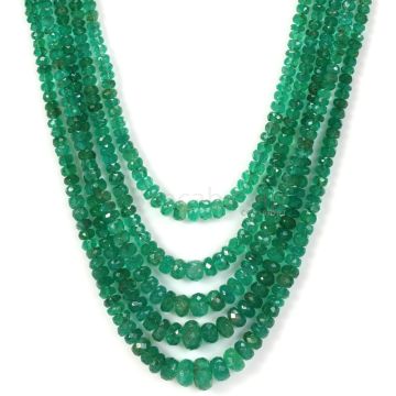 5 Lines - Dark Green Emerald Faceted Beads - 135.00 - 2. 3 to 7.2 mm (EMFB1046)