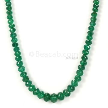 1 Lines - Dark Green Emerald Faceted Beads - 63.50 - 3.2 to 7.2 mm (EMFB1052)