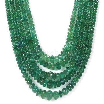 5 Lines - Dark Green Emerald Faceted Beads - 571.50 - 2.7 to 11.5 mm (EMFB1037)