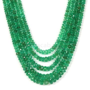 5 Lines - Medium Green Emerald Faceted Beads - 123.50 - 2.2 to 5.5 mm (EMFB1050)