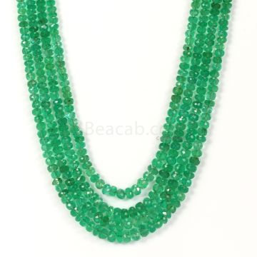4 Lines - Medium Green Emerald Faceted Beads - 282.00 - 3.2 to 5.6 mm (EMFB1051)