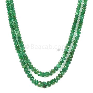 2 Lines - Medium Green Emerald Faceted Beads - 112.80 - 2.5 to 6.7 mm (EMFB1100)