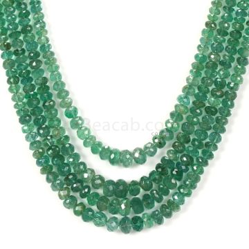 4 Lines - Medium Green Emerald Faceted Beads - 183.00 - 2.2 to 6.2 mm (EMFB1090)