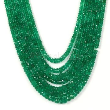 Dark Green Emerald Faceted Beads - 7 Lines - 321.00 - 2.3 to 6.5 mm (EMFB1085)