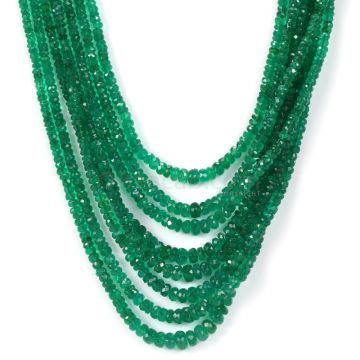 8 Lines - Dark Green Emerald Faceted Beads - 270.38 - 2.3 to 5.9 mm (EMFB1063)