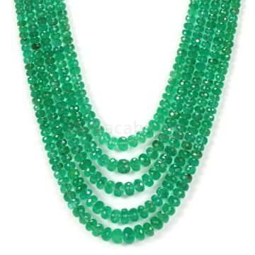 5 Lines - Medium Green Emerald Faceted Beads - 261.15 - 3.1 to 6.9 mm (EMFB1079)