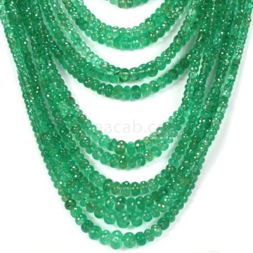 18 Lines - Medium Green Emerald Faceted Beads - 1313.00 - 3.1 to 9.6 mm (EMFB1078)