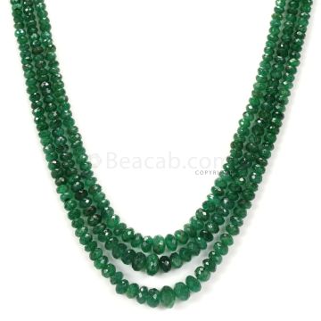 3 Lines - Dark Green Emerald Faceted Beads - 136.50 - 2.8 to 7.5 mm (EMFB1089)