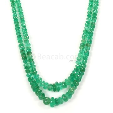 2 Lines - Light Green Emerald Faceted Beads - 208.00 - 4.2 to 11.1 mm (EMFB1064)