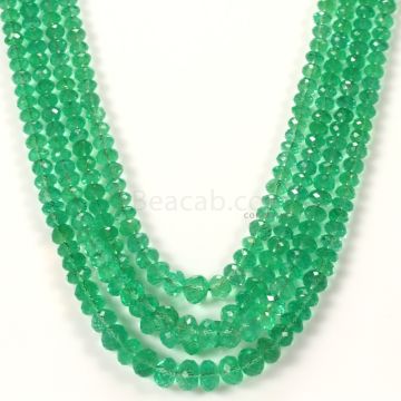 4 Lines - Medium Green Emerald Faceted Beads - 321.74 - 3.5 to 7 mm (EMFB1070)