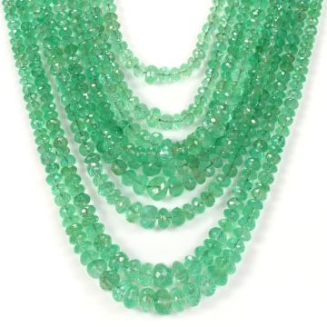 9 Lines - Light Green Emerald Faceted Beads - 582.00 - 3.2 to 8.7 mm (EMFB1082)