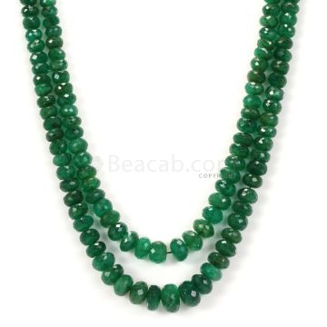 2 Lines - Dark Green Emerald Faceted Beads - 181.50 - 3.1 to 8.8 mm (EMFB1084)