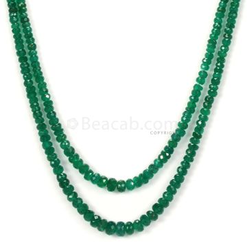 2 Lines - Dark Green Emerald Faceted Beads - 77.23 - 2.5 to 5.6 mm (EMFB1066)