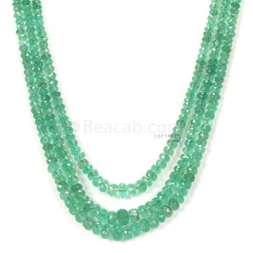 3 Lines - Light Green Emerald Faceted Beads - 123.00 - 2.4 to 6.1 mm (EMFB1097)