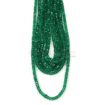 6 Lines - Dark Green Emerald Faceted Beads - 164.25 - 2.6 to 4.1 mm (EMFB1068)