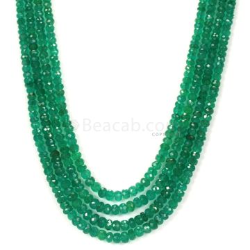 4 Lines - Medium Green Emerald Faceted Beads - 191.00 - 3 to 4.9 mm (EMFB1055)