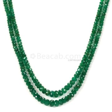 2 Lines - Medium Green Emerald Faceted Beads - 90.18 - 2.8 to 5.8 mm (EMFB1057)