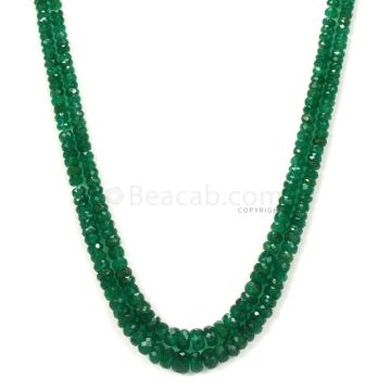 2 Lines - Medium Green Emerald Faceted Beads - 91.95 - 2.4 to 5.5 mm (EMFB1058)