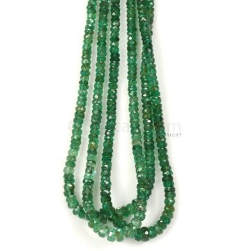 3 Lines - Medium Green Emerald Faceted Beads - 87.20 - 2.2 to 4.6 mm (EMFB1096)