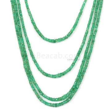 Medium Green Emerald Faceted Beads - 6 Lines - 204.00 - 2.4 to 4.7 mm (EMFB1101)