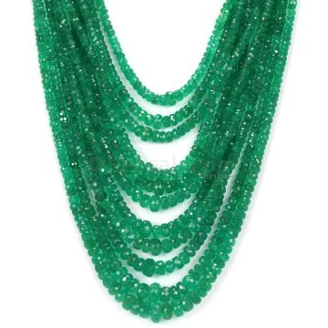 11 Lines - Medium Green Emerald Faceted Beads - 484.66 - 2.3 to 7.7 mm (EMFB1059)