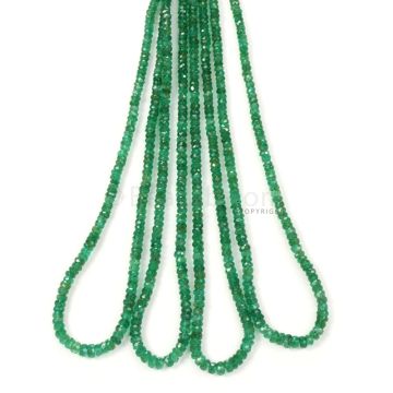 4 Lines - Medium Green Emerald Faceted Beads - 111.65 - 2.2 to 3.6 mm (EMFB1075)