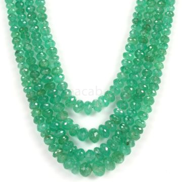 4 Lines - Medium Green Emerald Faceted Beads - 419.00 - 4.3 to 8.6 mm (EMFB1038)