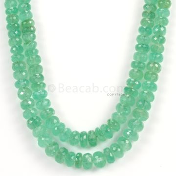 2 Lines - Light Green Emerald Faceted Beads - 415.05 - 4 to 9.5 mm (EMFB1086)