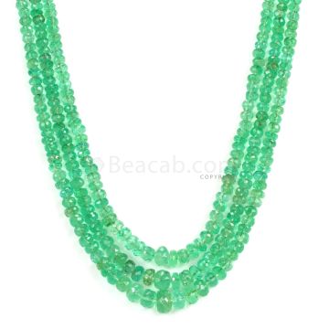3 Lines - Light Green Emerald Faceted Beads - 199.12 - 2.9 to 8 mm (EMFB1061)