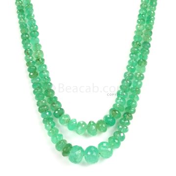 2 lines - Light Green Emerald Faceted Beads - 254.15 - 4.1 to 12.5 mm (EMFB1080)