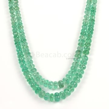 2 Lines - Light Green Emerald Faceted Beads - 237.75 - 3.3 to 10.4 mm (EMFB1095)