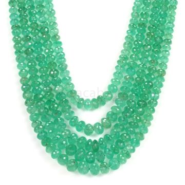 5 Lines - Light Green Emerald Faceted Beads - 642.60 - 3.4 to 9.6 mm (EMFB1077)