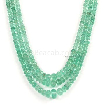 3 Lines - Light Green Emerald Faceted Beads - 270.00 - 4.2 to 11 mm (EMFB1091)