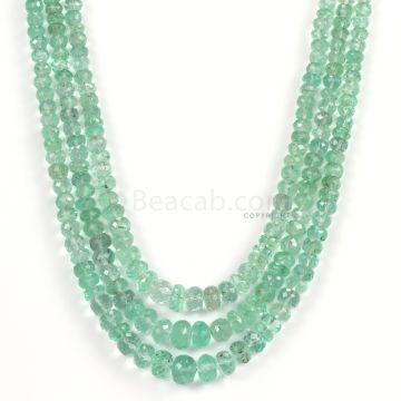 3 Lines - Light Green Emerald Faceted Beads - 267.10 - 4.1 to 8 mm (EMFB1087)