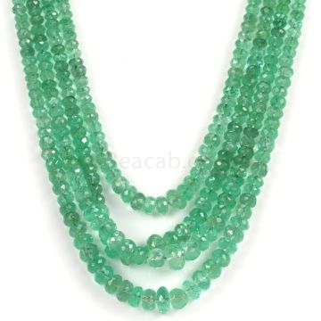4 Lines - Light Green Emerald Faceted Beads - 215.00 - 2.5 to 7.2 mm (EMFB1094)