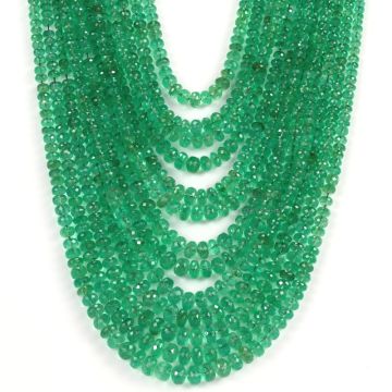 13 Lines - Medium Green Emerald Faceted Beads - 941.22 - 3 to 7 mm (EMFB1065)