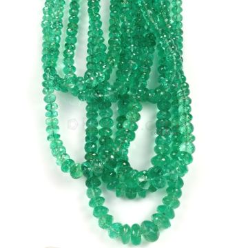 7 Lines - Medium Green Emerald Faceted Beads - 739.65 - 3.1 to 10.4 mm (EMFB1083)