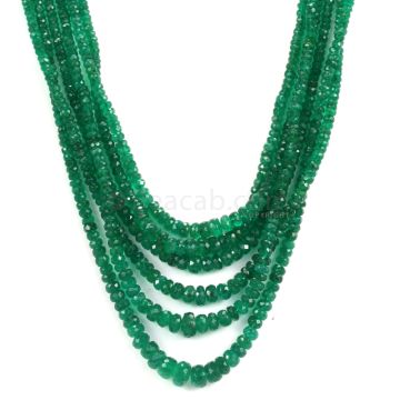 Dark Green Emerald Faceted Beads - 6 Lines - 244.50 - 2.2 to 7.9 mm (EMFB1107)