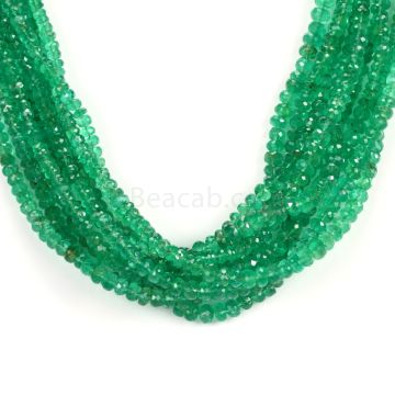 9 Lines - Medium Green Emerald Faceted Beads - 516.00 - 3.1 to 6 mm (EMFB1102)