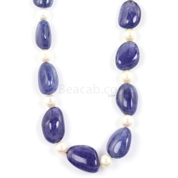 1 Line - Medium Violet Tanzanite Tumbled Beads - 396.50 - 13.2 x 10 mm to 20.5 x 12.9 mm (TZTUB1012)