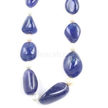 1 Line - Medium Violet Tanzanite Tumbled Beads - 430.00 - 12 x 7.9 mm to 27.5 x 14.9 mm (TZTUB1013)