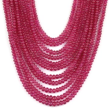 11 Lines - Medium Red Ruby Smooth (Plain) Beads - 662.90 - 2.5 to 4.2 mm (RSB1043)