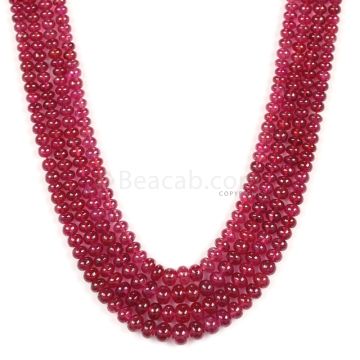 4 Lines - Medium Red Ruby Smooth (Plain) Beads - 424.07 - 2.8 to 6.7 mm (RSB1042)