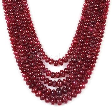 5 Lines - Dark Red Ruby Smooth (Plain) Beads - 360.0 - 2.5 to 6.5 mm (RSB1054)