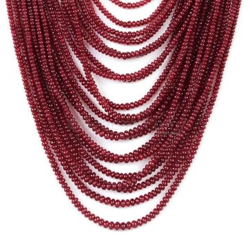 20 Lines - Dark Red Ruby Smooth (Plain) Beads - 712.95 - 2.1 to 4.4 mm (RSB1052)